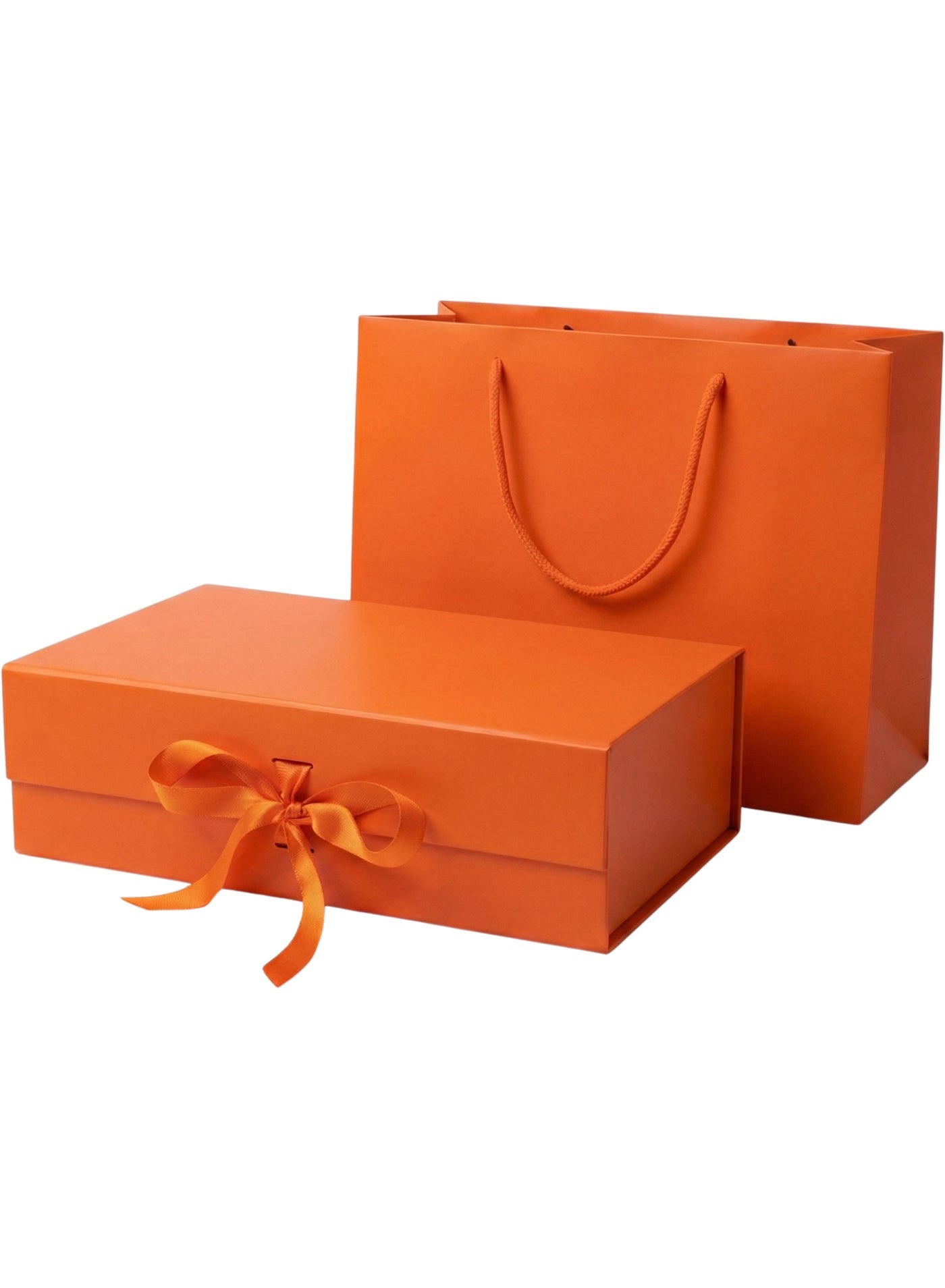 Orange Gift Box With Gift Bag 32x20x10cm Large laminated luxury Gift box hermes orange Gift Boxes Magnetic Closure with Ribbon with Foldable Lid boxes for Women Wedding bridal Gifts Birthday Wedding Gifts Packaging